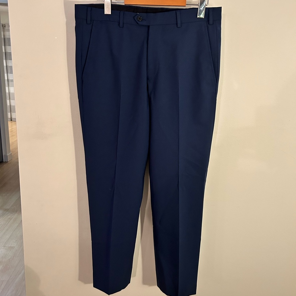 Emporio Armani Deep Blue Virgin Wool Trousers Men